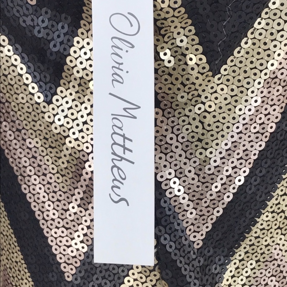 Cocktail Dress Gold Bronze Black Sequin Chevron - Picture 7 of 7
